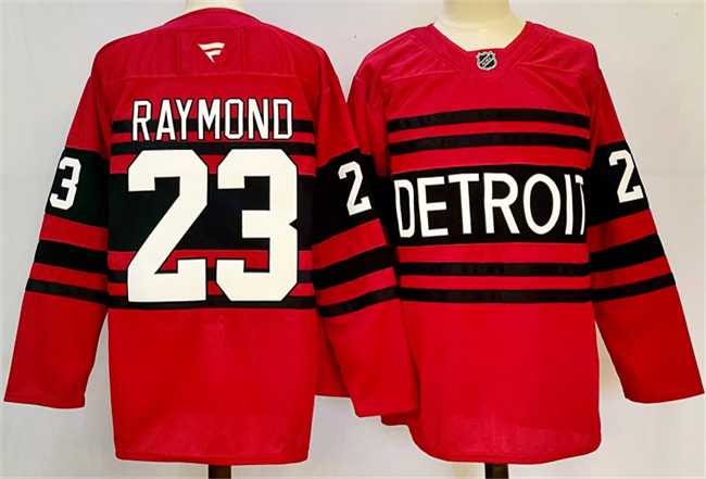 Men%27s Detroit Red Wings #23 Lucas Raymond Red 2024-25 Reverse Retro Stitched Jersey->colorado avalanche->NHL Jersey